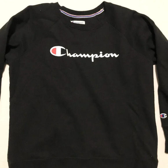 Champion Sweater Women XL Size Black Crewneck - Picture 9 of 16